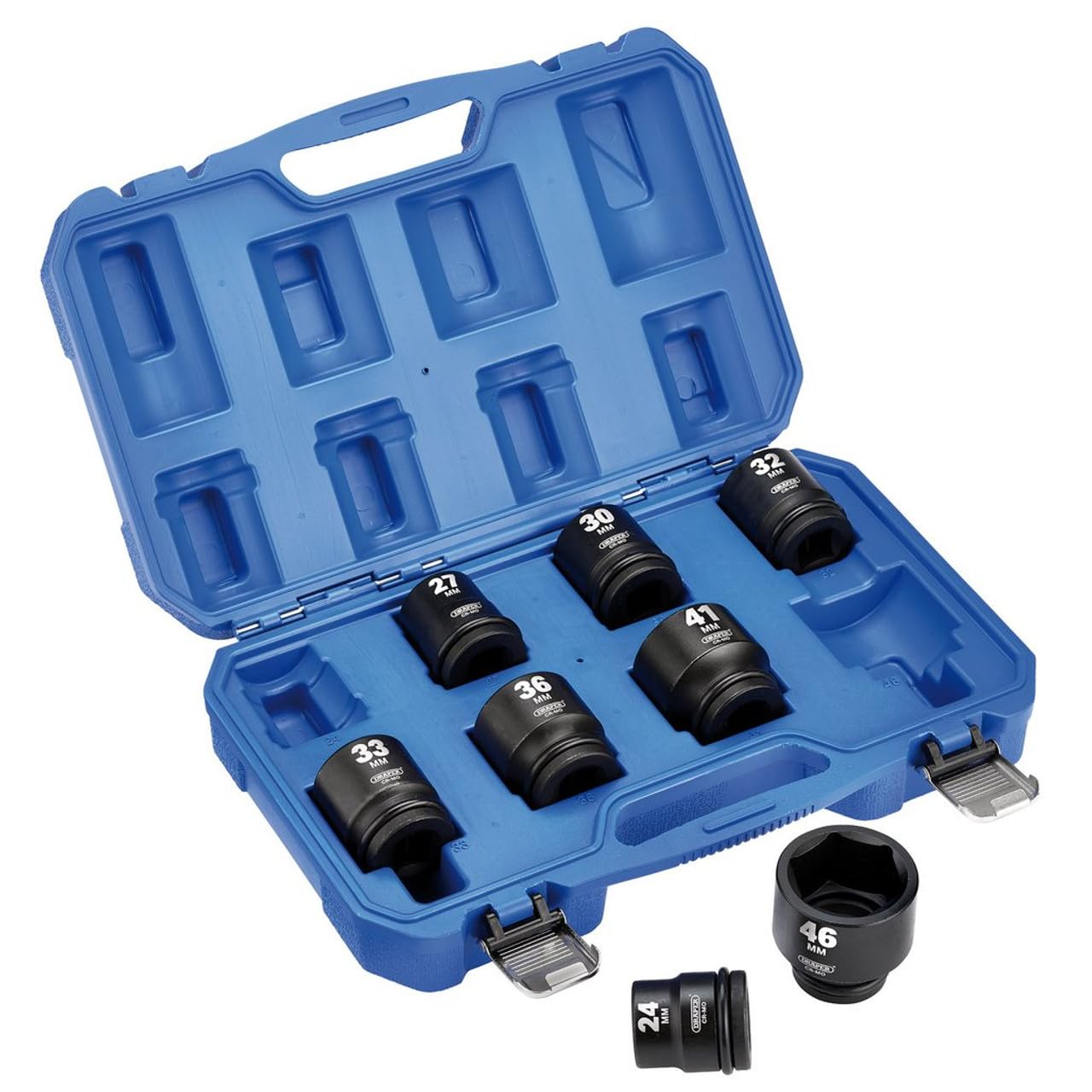 Draper HI-TORQ 8pcs Metric Impact Socket Set, 3/4" Sq. Dr. - 20206-6-Point CR-MO Steel, Black, 1 - Image 3