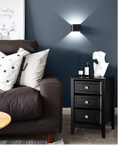 Miniatura 28 de Bonnlo Mesita de noche blanca con 3 cajones, moderna mesita de noche para dormitorio con perillas de metal, mesita de noche de madera, mesa auxiliar