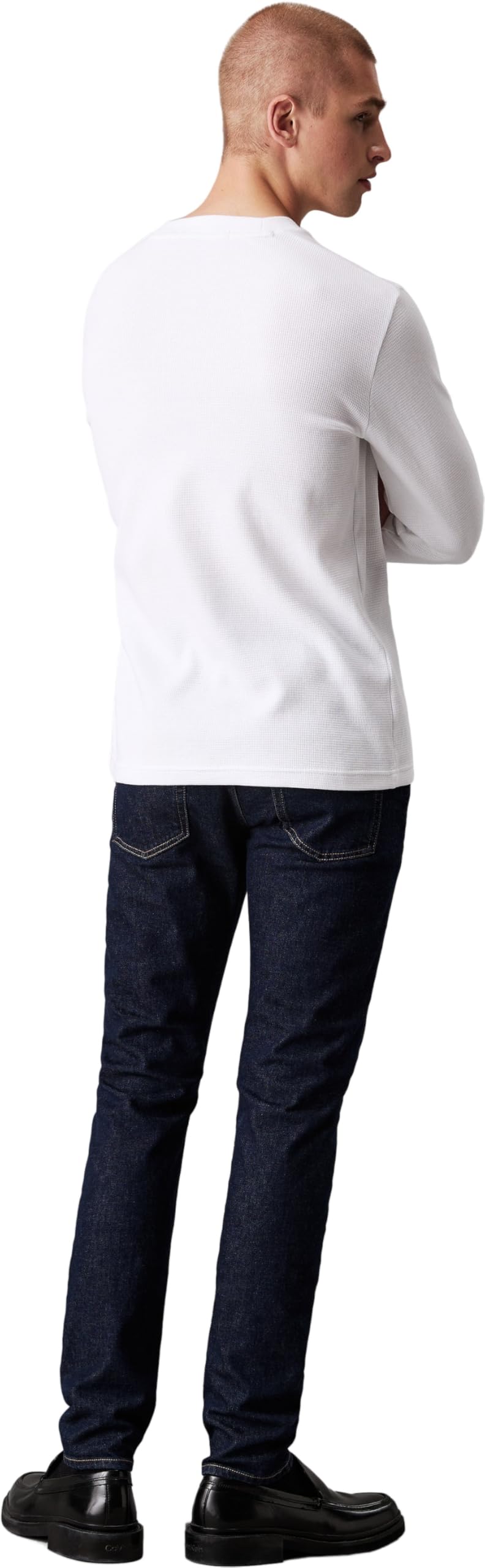 Calvin Klein Badge Waffle Ls Tee J30J323485, Top in Maglia a Maniche Lunghe, Uomo, Bianco (Bright White), L