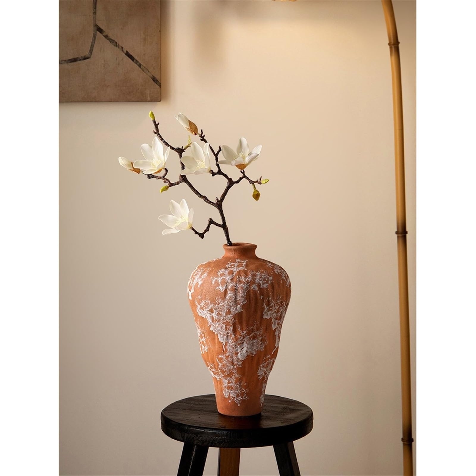 Wazon na kwiaty Wazony ceramiczne z terakoty 30 cm rustykalny wazon teksturowany na suszone kwiaty Dom wiejski Wystrój domu