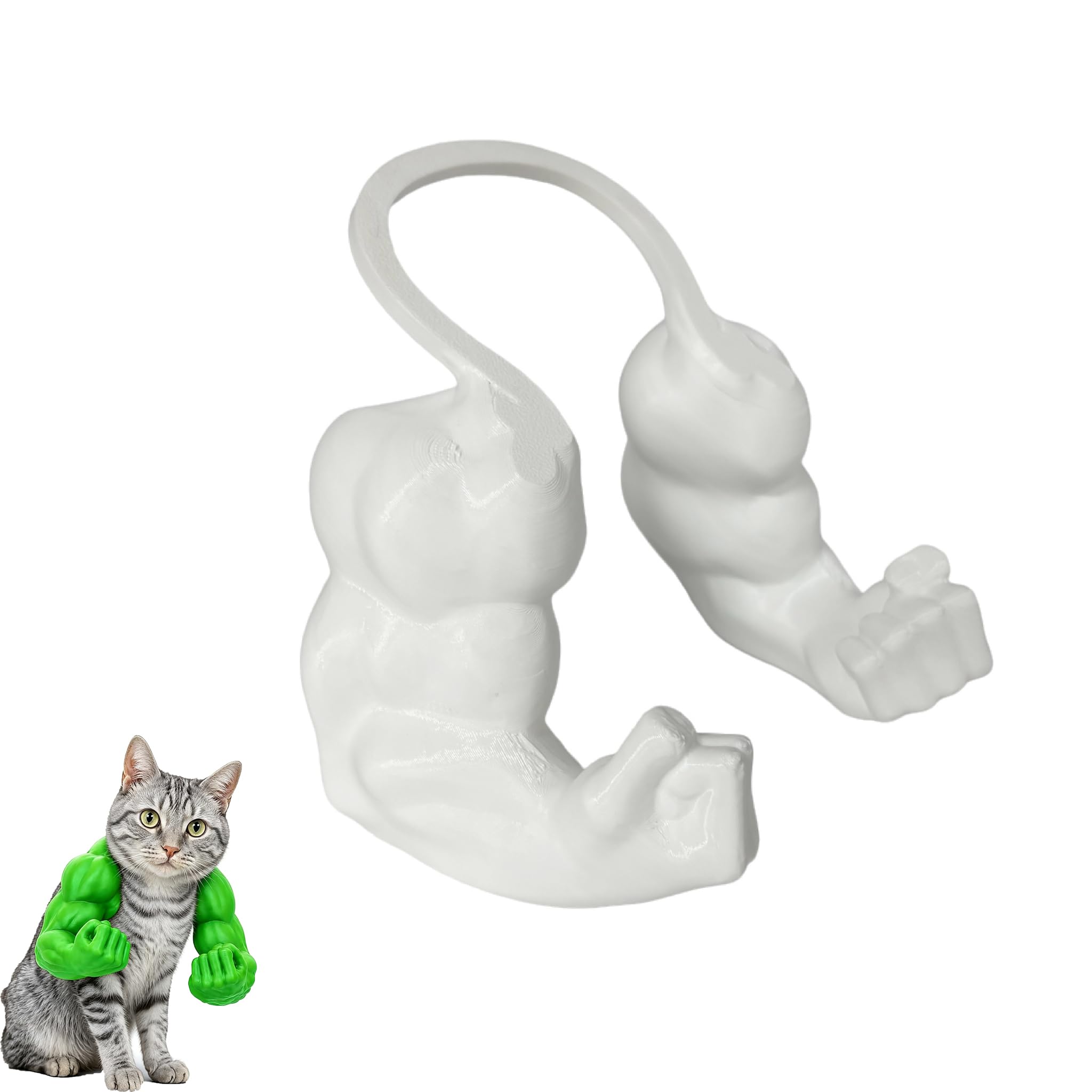 BRTNUP Cat Muscle Arms Costume, White 3D Printed Muscle Arms for Cats — image 1
