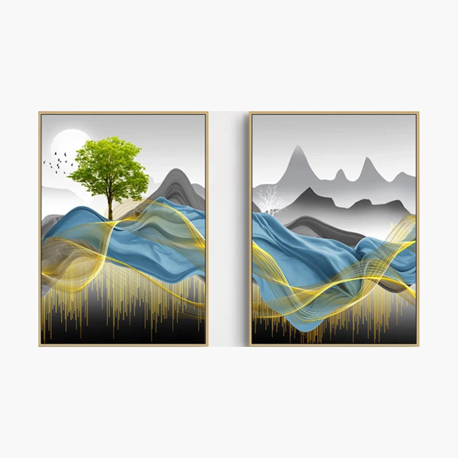 Posters Abstraits Nature Verte Lot De 3 - Impression Toile Sans Cadre, Décoration Murale Chambre Bureau
