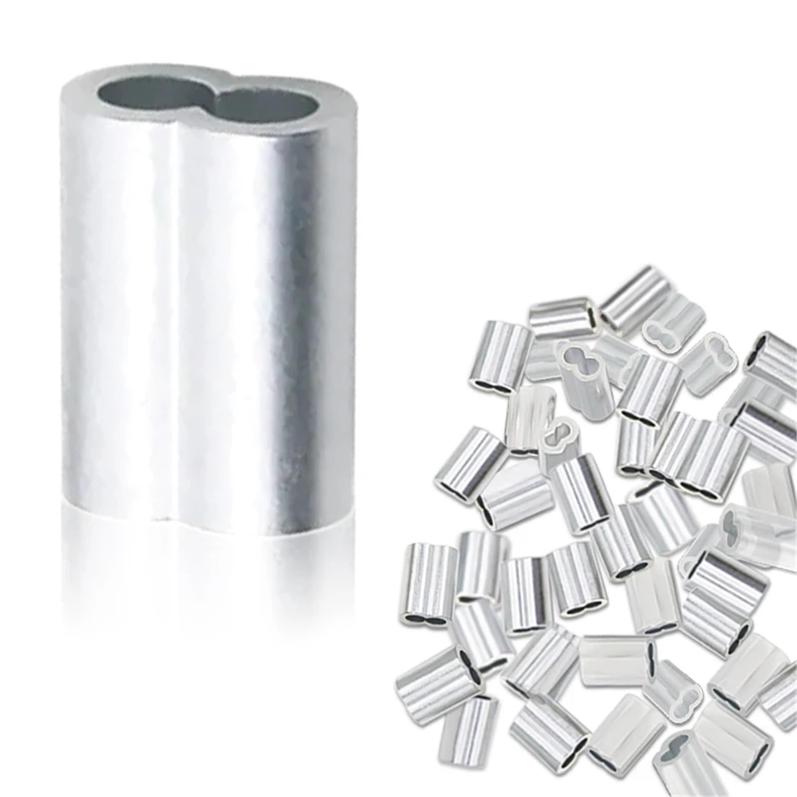 50-100 pezzi in alluminio a doppio foro for crimpare cavi M1-M6 Morsetto for corda 8 tipi di accessori Per Cavo, Funi(M5 100PCS)