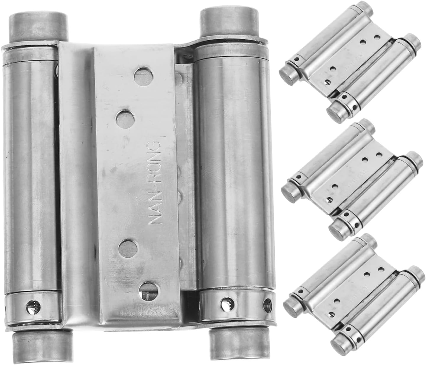 Cabilock 4PCS Heavy Duty Stainless Steel Double Spring Closing Hinges for Doors and Gates Self-Closing 3-Inch Size for Garage and Cabinet Use