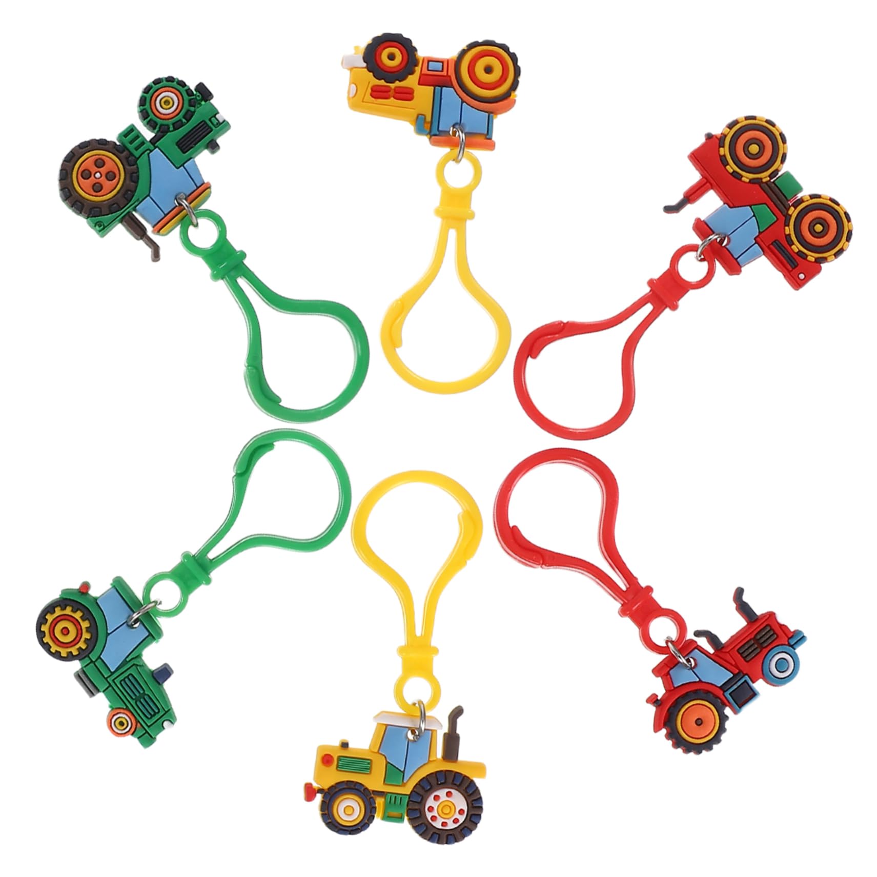 PartyKindom 6Pcs Cartoon Tractor Keychain Adorable Farm Pendant for Boys Fun Backpack Decoration Harvest Season Party present Durable Design