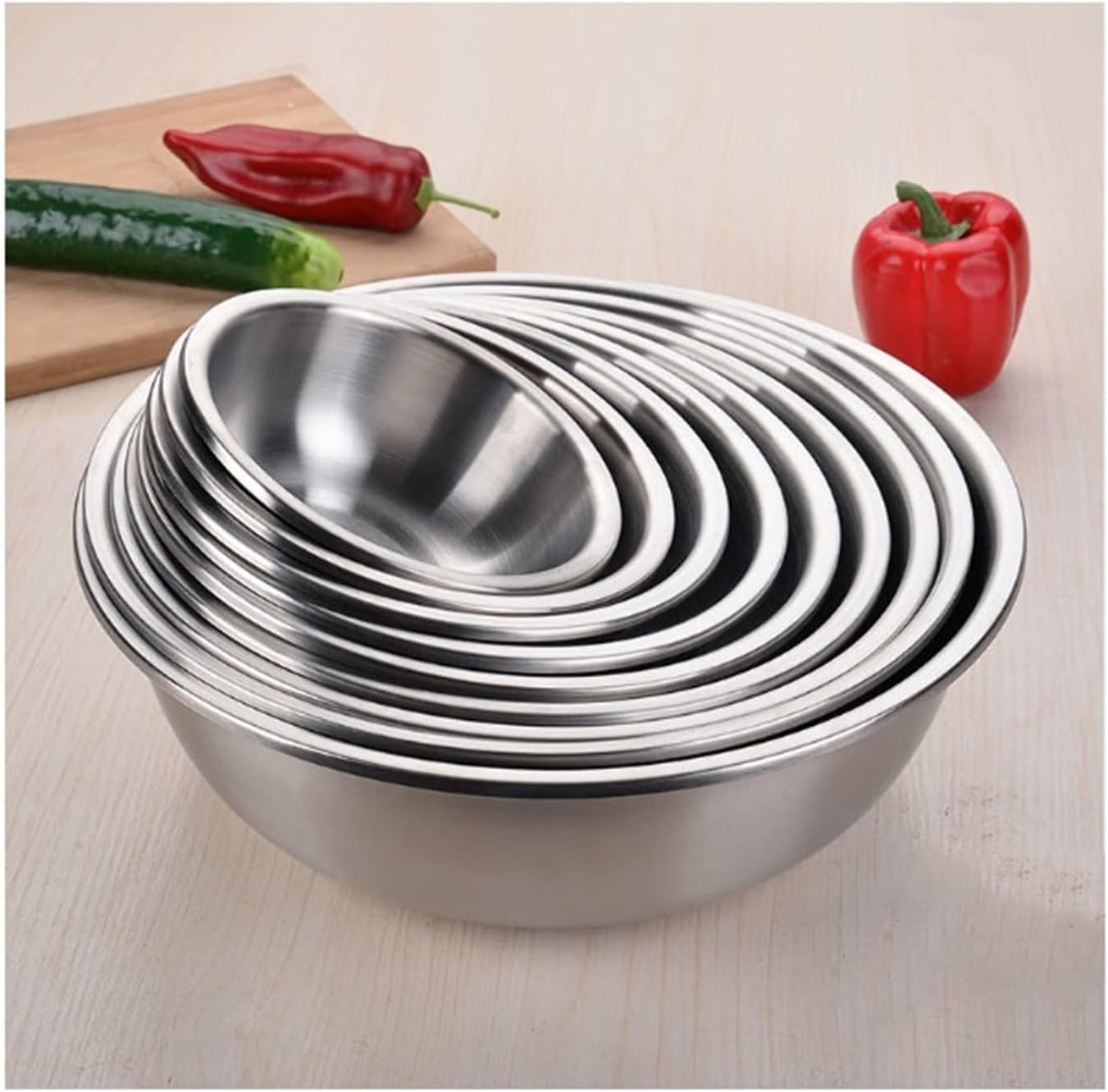 Ensaladeras Platos de postre Tazones for mezclar Juegos de 9 piezas Tazones de frutas Tazones for refrigerios for fiestas Platos de acero inoxidable 304 Utensilios for hornear Moldes for pas
