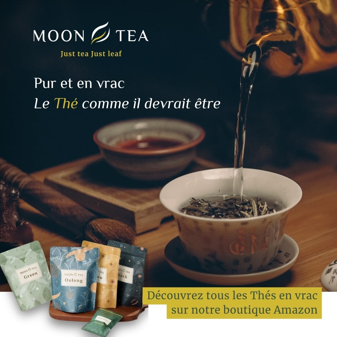 MoonTea | Thé Oolong Da Hong Pao - 50 g | Thé Chinois en Feuilles | Semi-Oxydation - Torréfaction Traditionnelle - Notes d’Orchidée et Minérales - Emballage Thermoscellé
