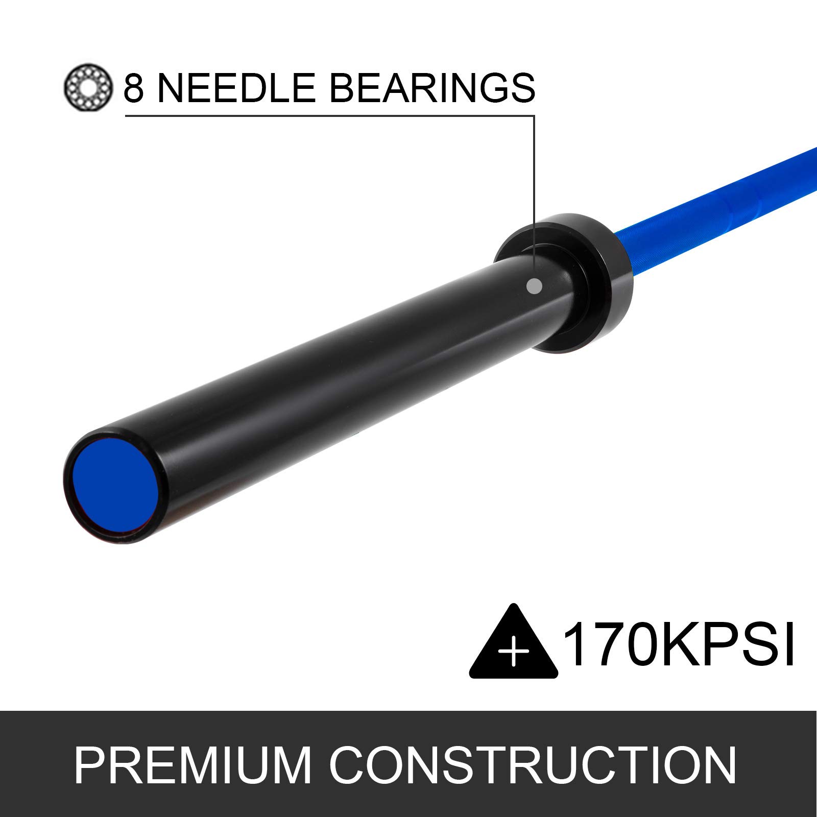 VEVOR 2,2/2 m Olympic Barbell Olympische Langhantel Heben Fitness Training für Gewichtheben Powerlifting Heben Squat Bankdrücken Stange mit Schnallen (2M, Blau)
