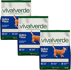 Viva Verde! Areia Higiênica Limpeza Biodegradável Fina Kit 12kg para Gatos