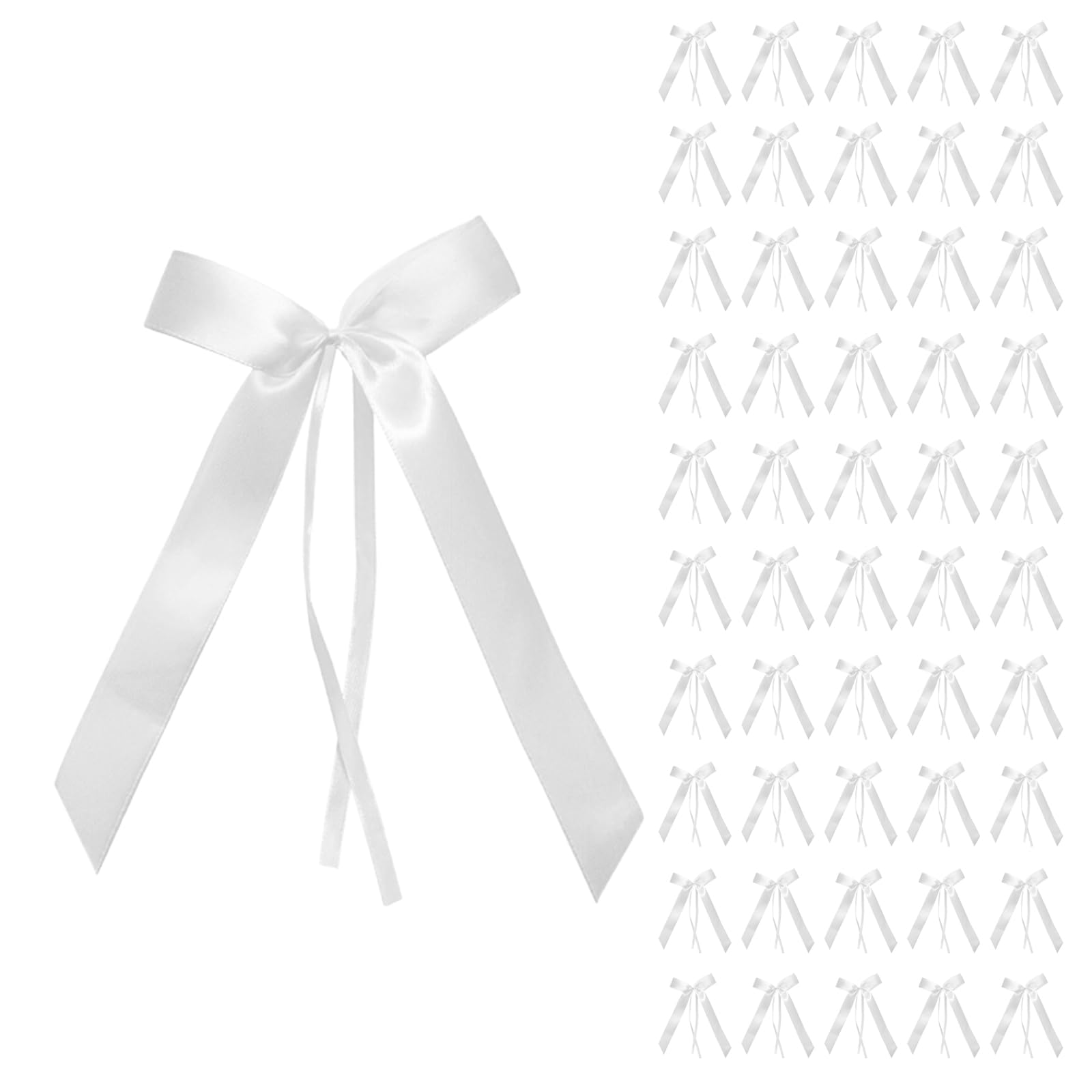 50 Pièces Noeud Voiture Mariage, Fait à La Main Ruban de Satin Noeuds d'Antenne, Noeud Blanc Decoration, Décoration de Voiture Mariage, pour Décoration de Voiture, Mariage, Noël, Fête