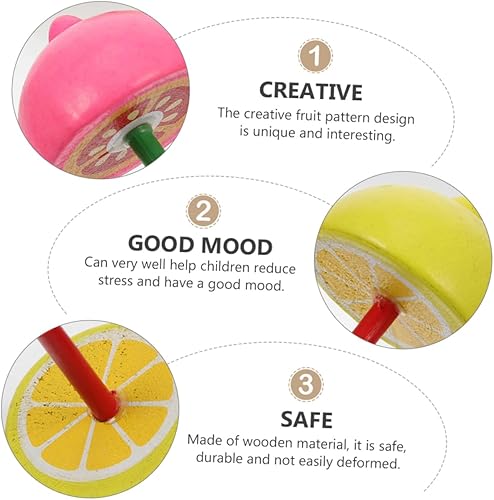 Wooden Kids Tops Toy 20 Pieces Fruit Rotative Tops Pull String for Kids Random Style