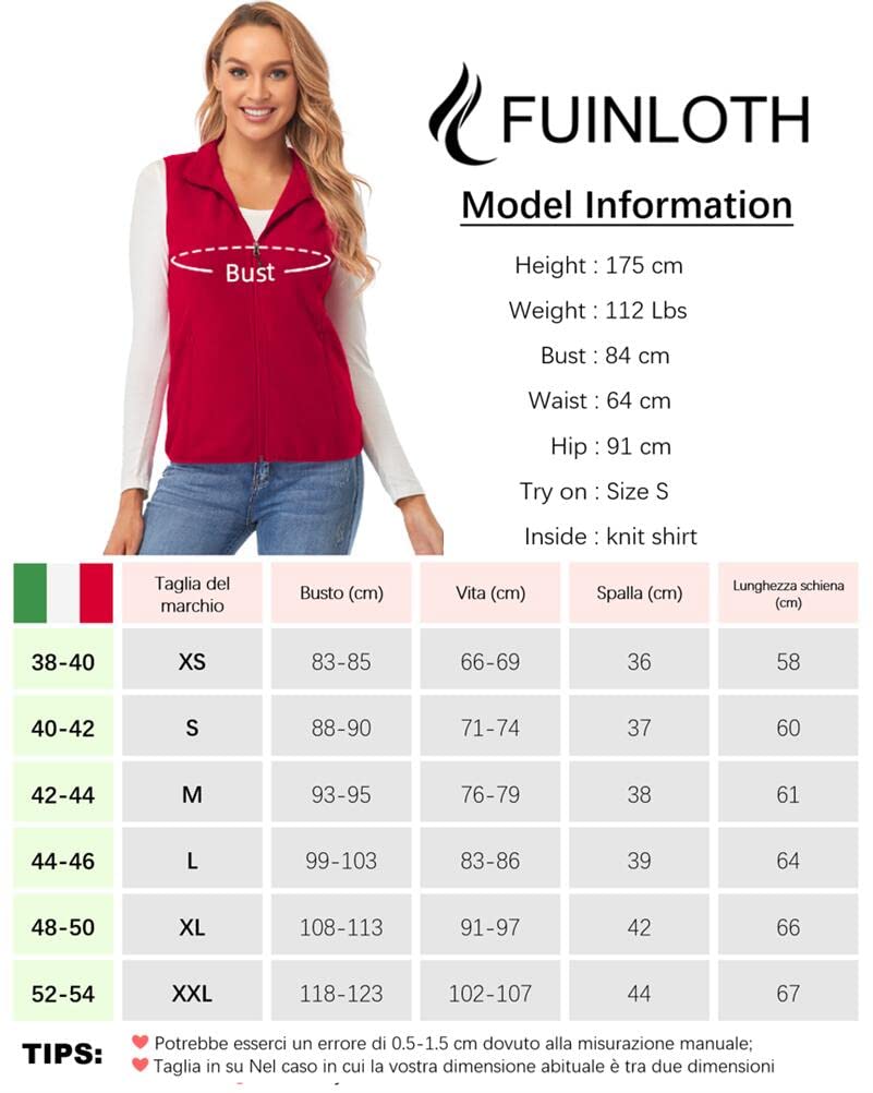fuinloth Gilet Donna in Pile Smanicato Elegante Invernale Sportivo con Tasca Gilet Termico con Cerniera Senza Maniche Giacca