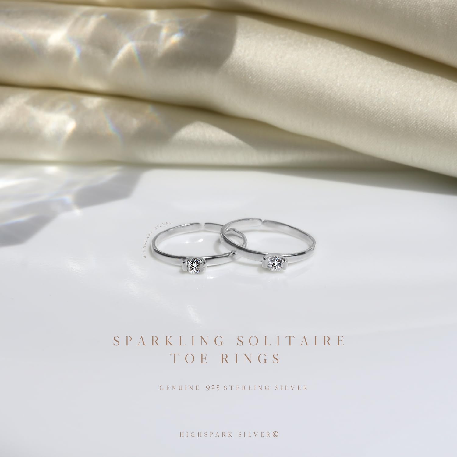 Spark Diamond Silver Toe Rings for 92.5 Sterling Silver Adjustable Toe Rings