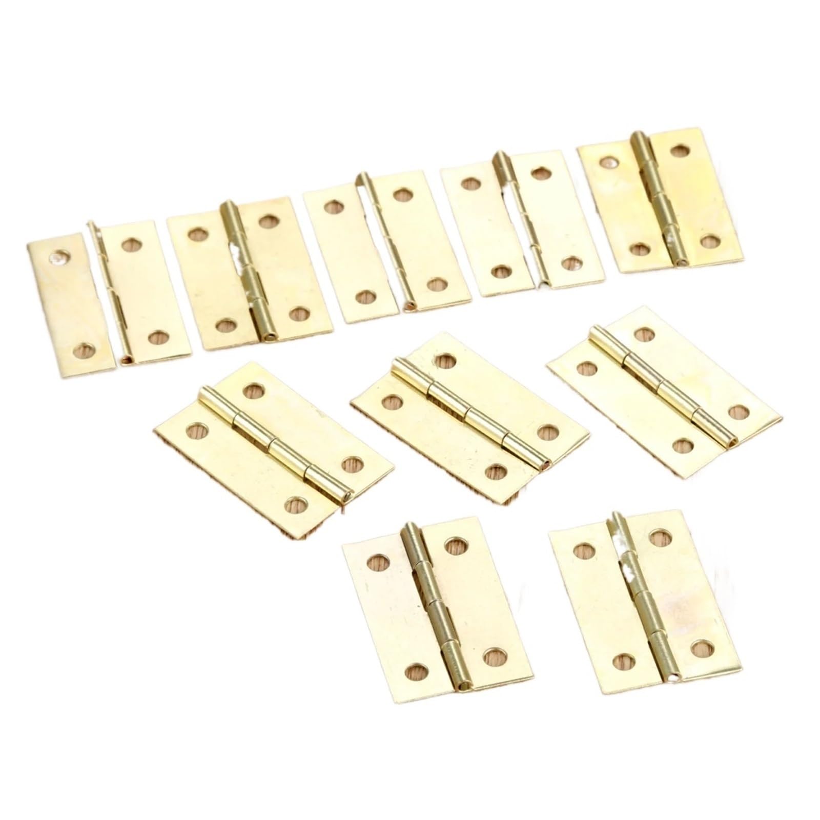 Wsqhao Gold 10Pcs Hinges 4 Holes Right Angle Retro Decor Furniture With Screws For Door(Gold)