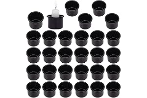 PH PandaHall 30pcs Tea Light Cups: Black Metal, 1 Inch, Wedding or Christmas Decoration