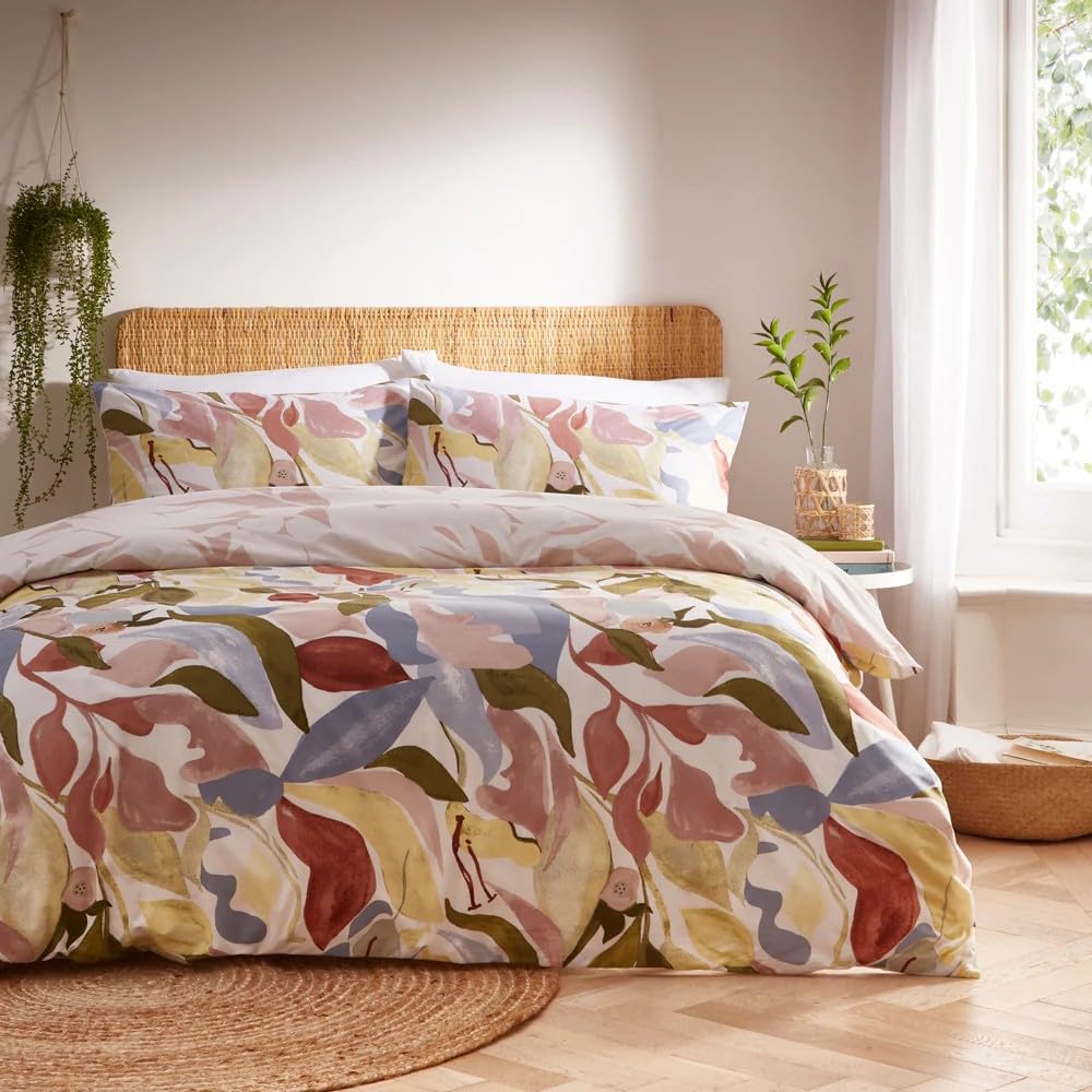 Furn Unisex Pink Amarosa Abstract Floral Reversible Duvet Cover Set In Super King