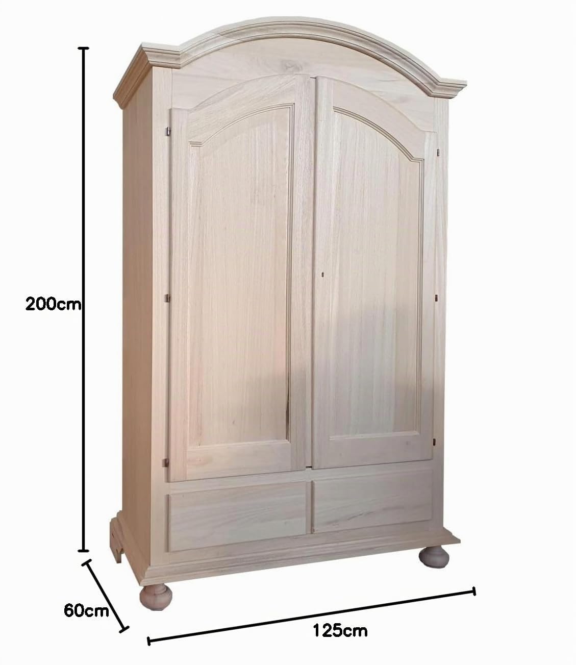 Vicentini arreda ARMADIO IN LEGNO SHABBY CHIC MOD CIPOLLA GREZZO NON VERNICIATO
