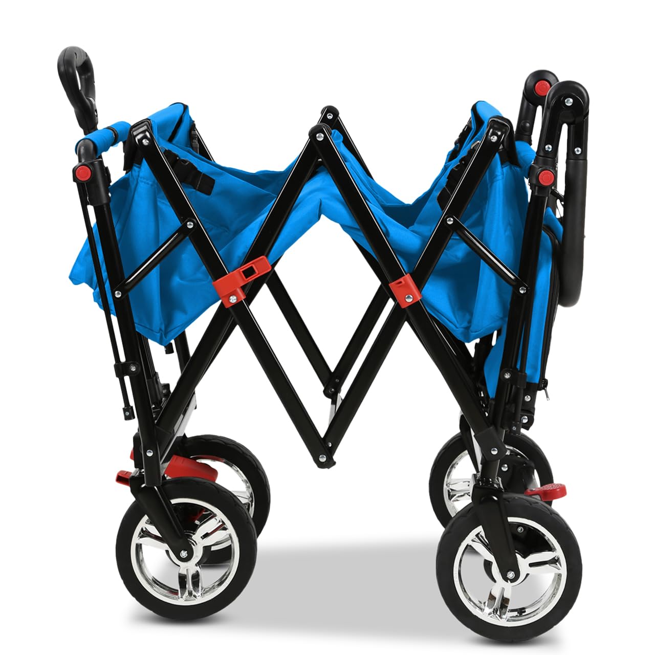 FUXLIFE Bollerwagen FX-CT800 Komfort faltbar - Türkis • Kinder Transportwagen mit Sonnendach • gepolsterte Innenraumverlängerung • robuste Räder • kompakt klappbarer Handwagen