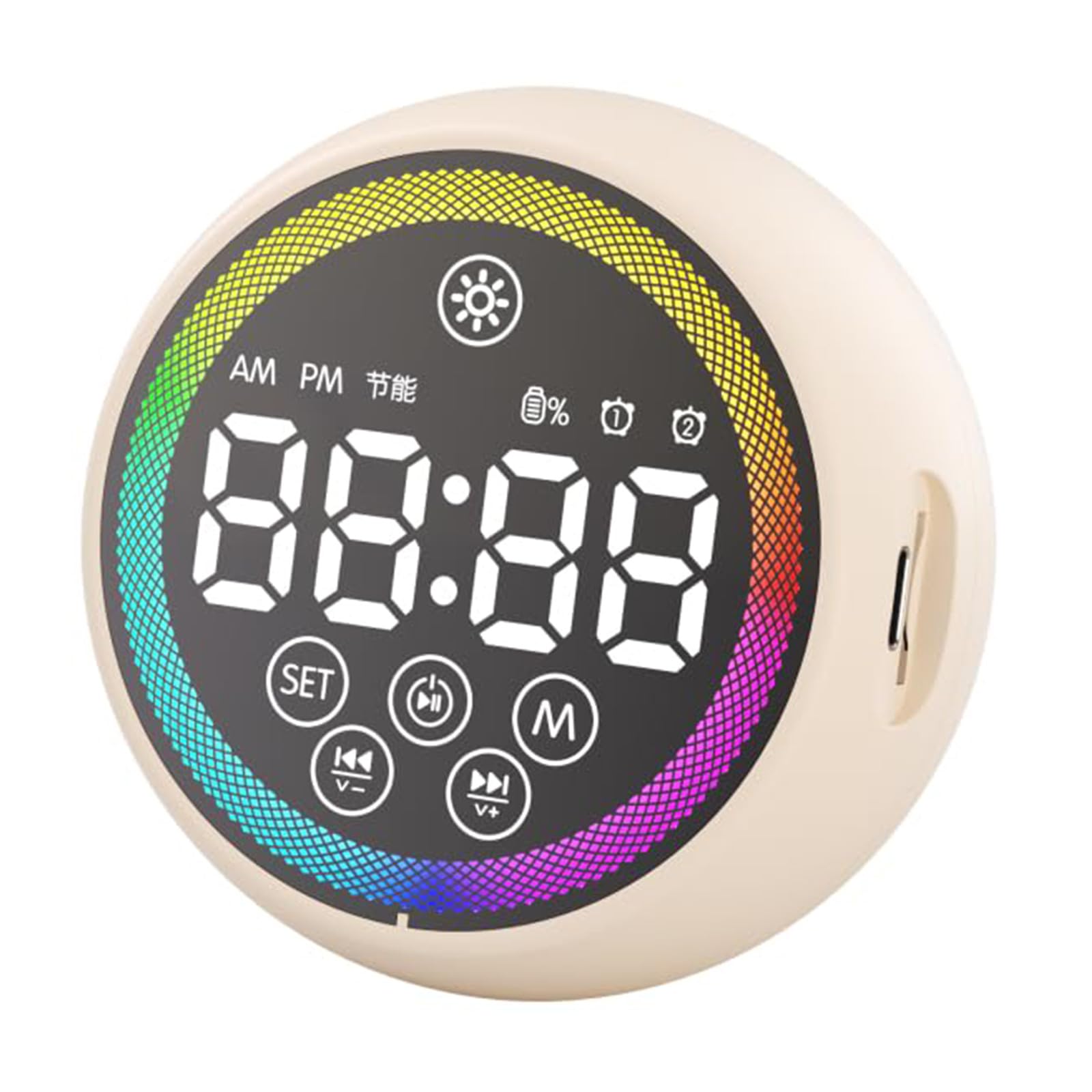 BT Alarm Clock BT Audio and Voice Broadcast Sound Machine Alarm Clock LED Touch Screen Sleep Aids Suitable for All Ages