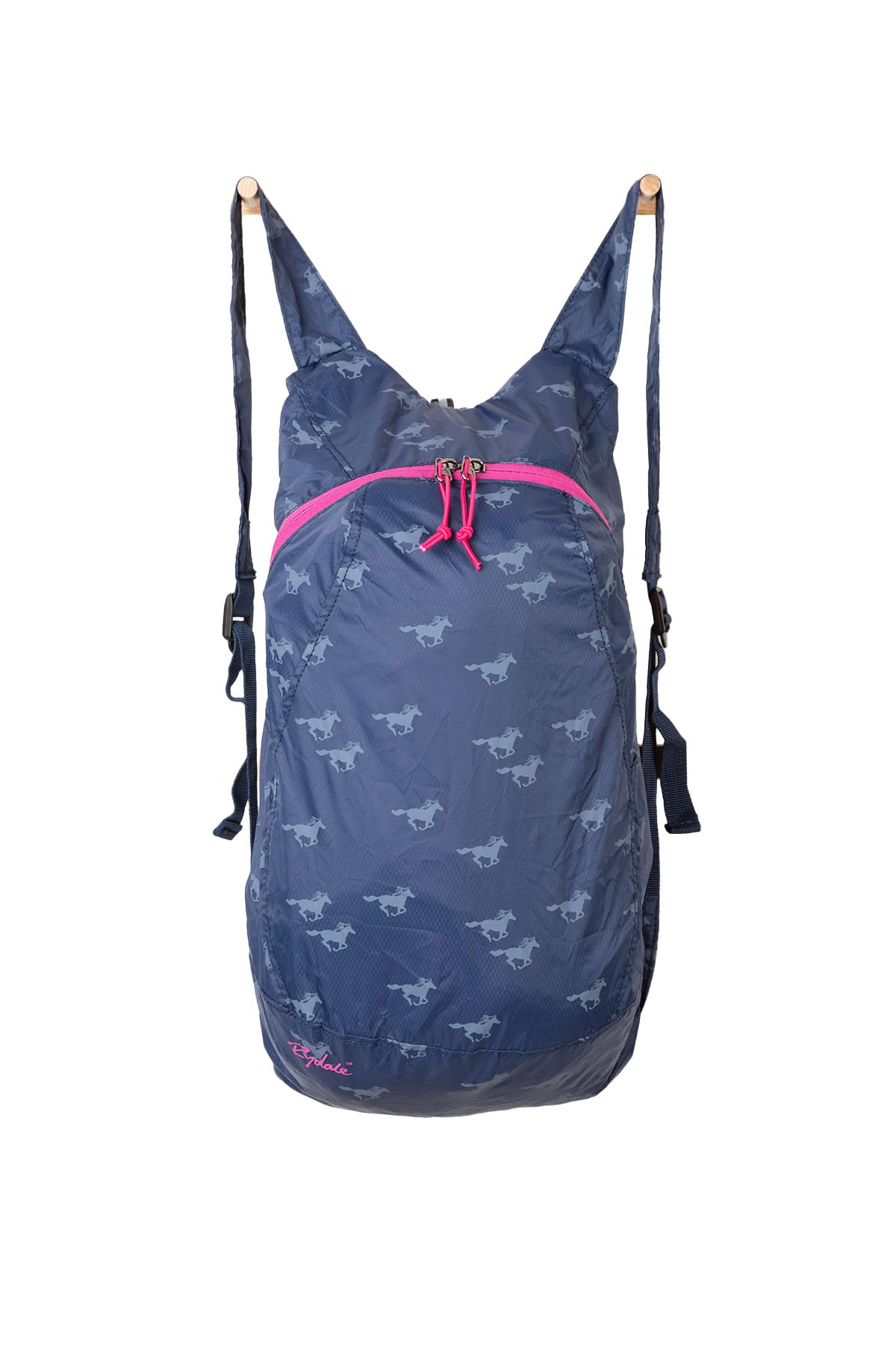Packable Rucksack 10L Portable Shopper Bag Travel Back Pack 3 Colours (Navy Horse)