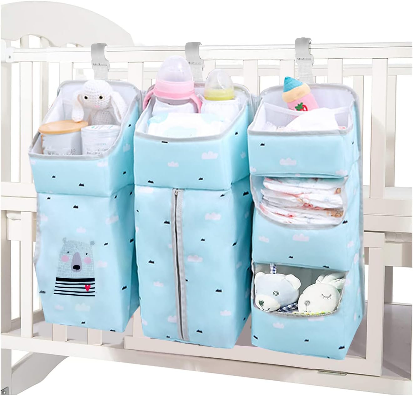 Saihisday 3in1 Hanging Diaper Caddy For Baby Essentials, Nursery Organization
