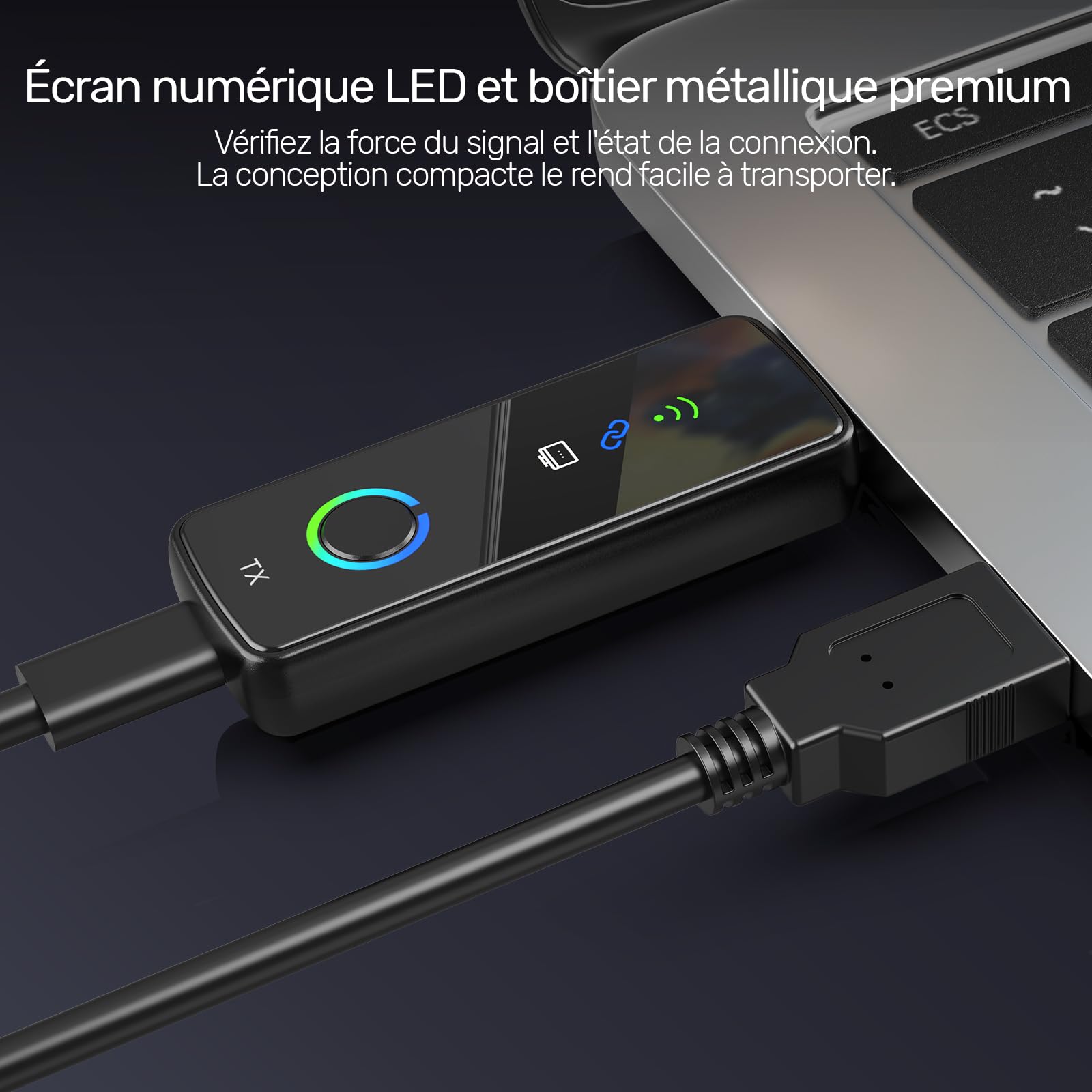 HDMI sans Fil Émetteur et Récepteur, Streaming sans Fil 4K pour PC/Ordinateur Portable vers TV/projecteur, Renforcement du Signal 50M, Plug & Play pour Le Gaming et Les Réunions Professionnelles