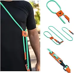 Guia Mãos Livres para Cachorros, Multifuncional, Corda 10mm, 2,4m Ajustável, para Corrida e Caminhada, Suporta até 150kg, com 2 Mosquetões de Liga de Alumínio e Zinco (VERDE ÁGUA)