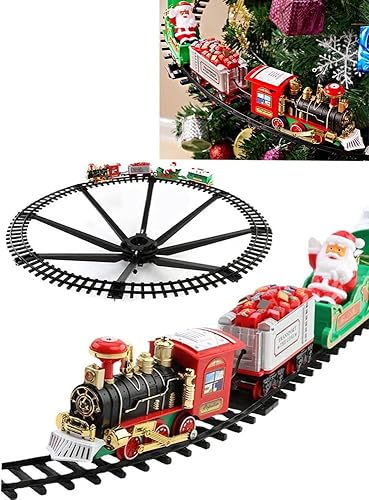 Juego de tren de juguete de Navidad con luz y sonido, Haning, juguete de tren eléctrico de Navidad alrededor del árbol de Navidad, motor de