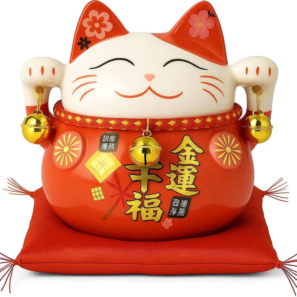その他 lucky cat coin bank Lucky Cat Money Box – 10cm Ceramic Maneki Neko Coin Bank Figurine
