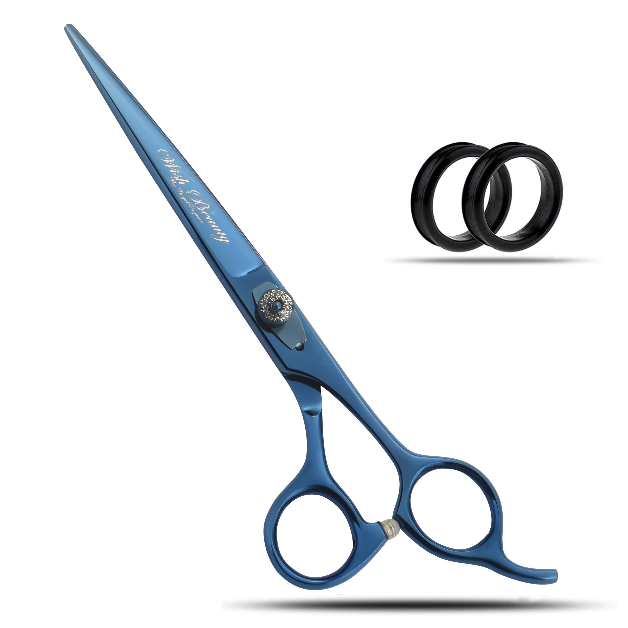 Wishbeauty 7.5-Inch Professional Pet Grooming Scissors – 440C Japanese Steel Shears (Blue, Straight)