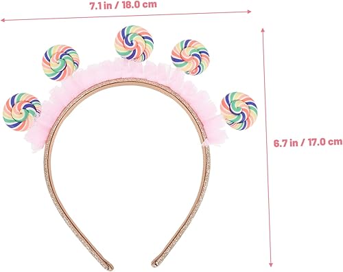 Miniatura 3 de 4 diademas de princesa con diseño de piruletas para niños, diadema de dibujos animados para fiesta, cabeza de piruleta, decoración para el cabello,