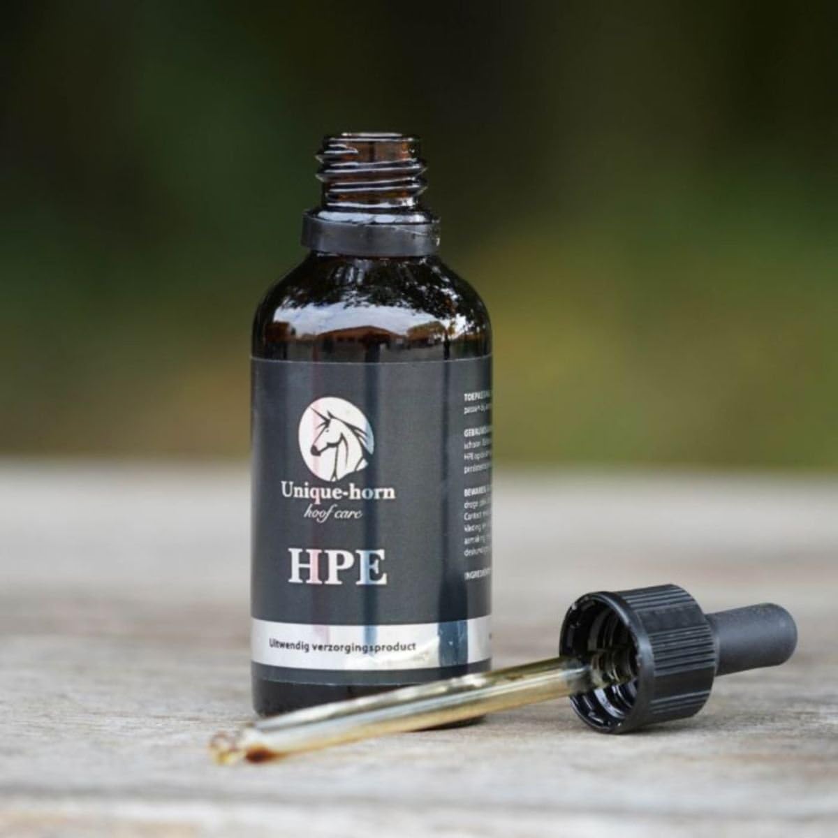Unique-horn HPE für Pferde | Ultrastarkes Hufpflegeprodukt gegen Strahlfäule und Pilzinfektionen | Schnelle Anwendung | Antibakterielle Wirkung mit Propolis | Hufgesundheit | für jedes Pferd | 50 ml