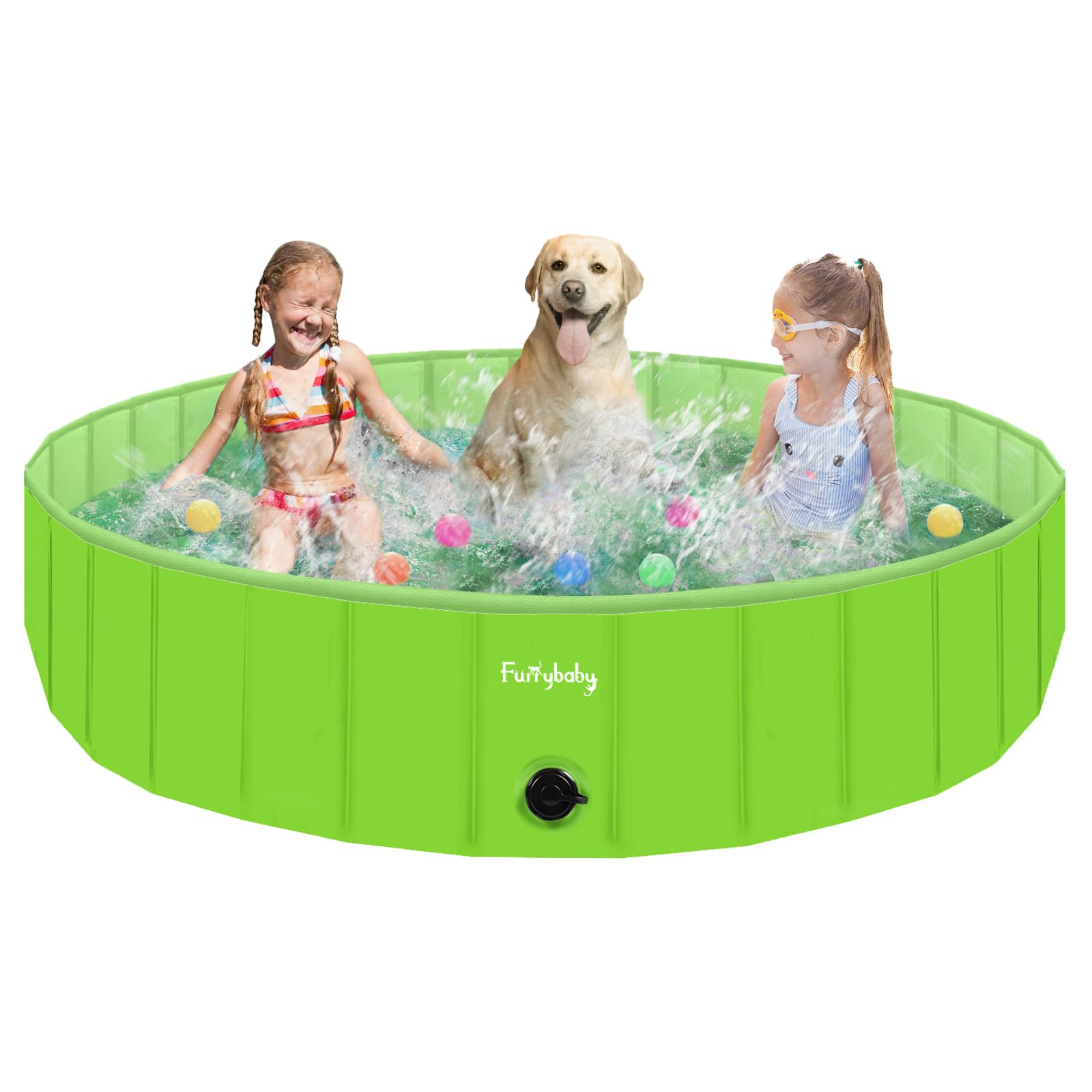 Foldable Dog Pool for Large Dogs 63", Hard Plastic Kiddie Pool for Dogs, Collapsible Dog Pool with Rigid PP Core, Non-Slip PVC, Durable Pet Bath Tub