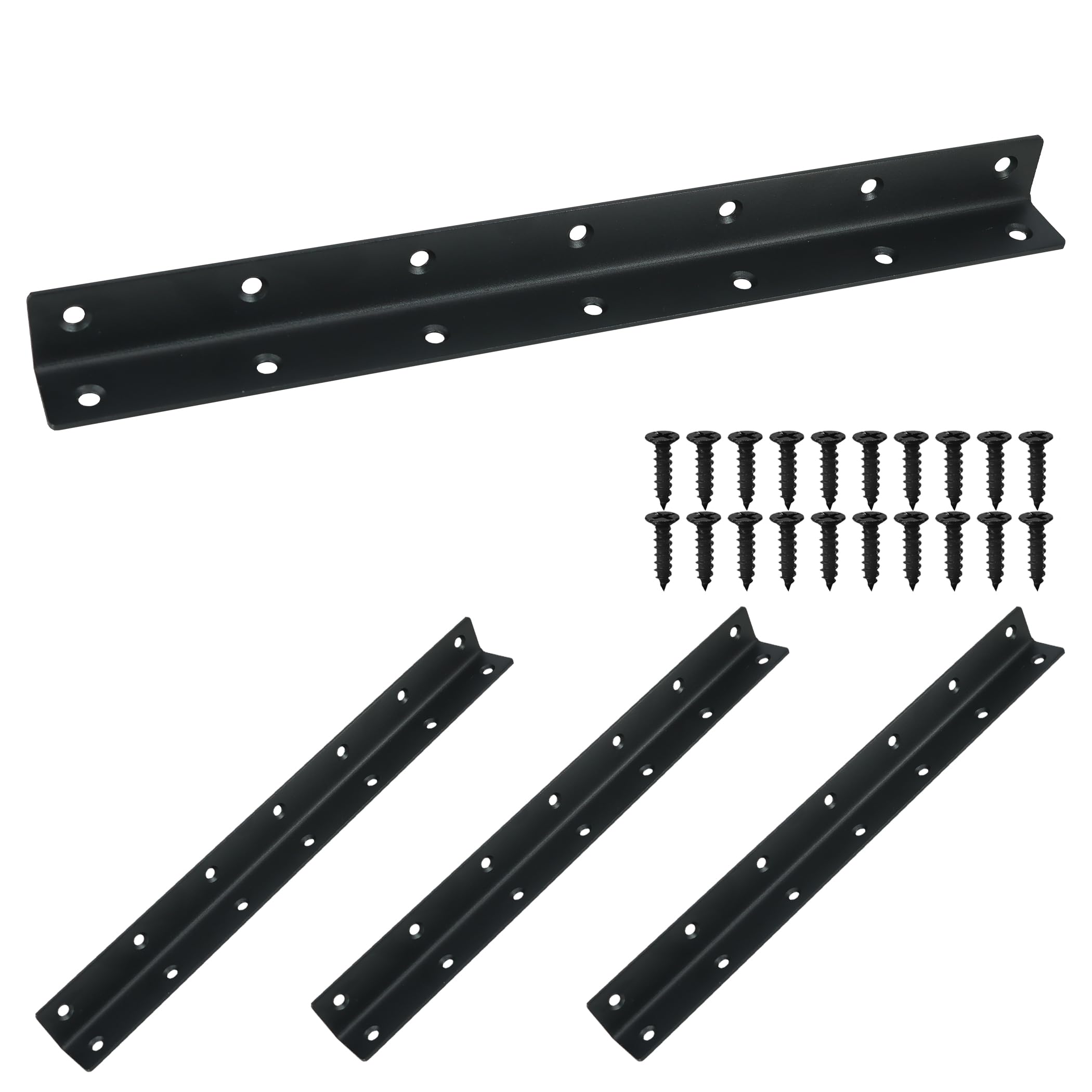 Redunest L Bracket, Heavy Duty Corner Brace, 4 Pack 12.8" Metal Shelf Bracket Angle Bracket for Shelves, Black Metal Braces for Wood, 325mm Overall