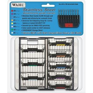 WAHL Professional Animal Stainless Steel Attachment Guide Comb Set for Detachable Blade Pet, Dog, Cat, and Horse Clippers (3390-100) WAHL Professional Animal Stainless Steel Attachment Guide Comb Set for Detachable Blade Pet, Dog, Cat, and Horse Clippers (3390-100)