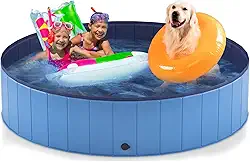 Piscina Inflável 120x30CM, Banho para Cães de Plástico Banheira Profissional Dobrável, 340 Litros