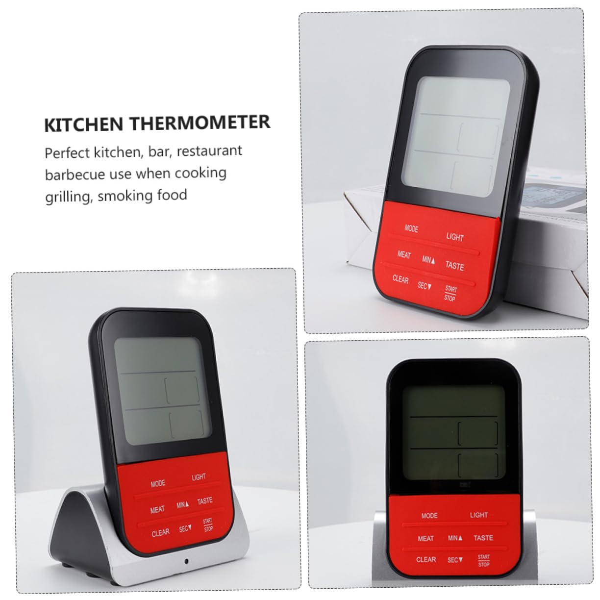 COLLBATH Termómetro de Cocina Inalámbrico 2 Sondas para Carne de Vacuno y Ternera, Lcd Grados Celsius y Fahrenheit, Adecuado para Parrilla y Horno