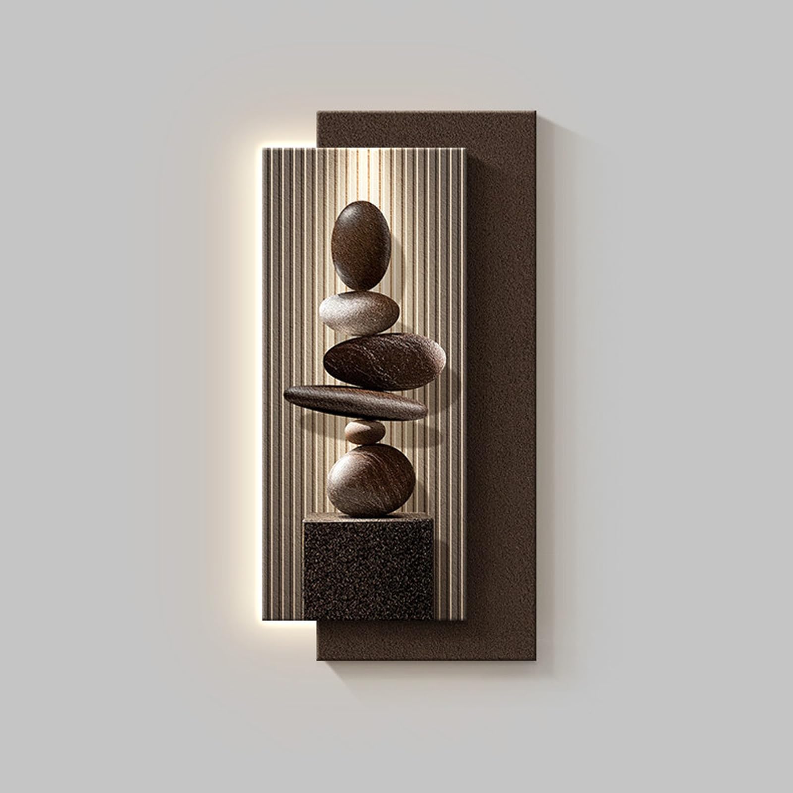 LQXCHEFYVA 3d Wall Art Decor With Led Lights, Sandstone Lighted Wall Art, Plug-in Power Supply, Vertical Suspension, Suitable For Living Rooms And Entryways Wall(B,50x100cm/19.7x39.4in)