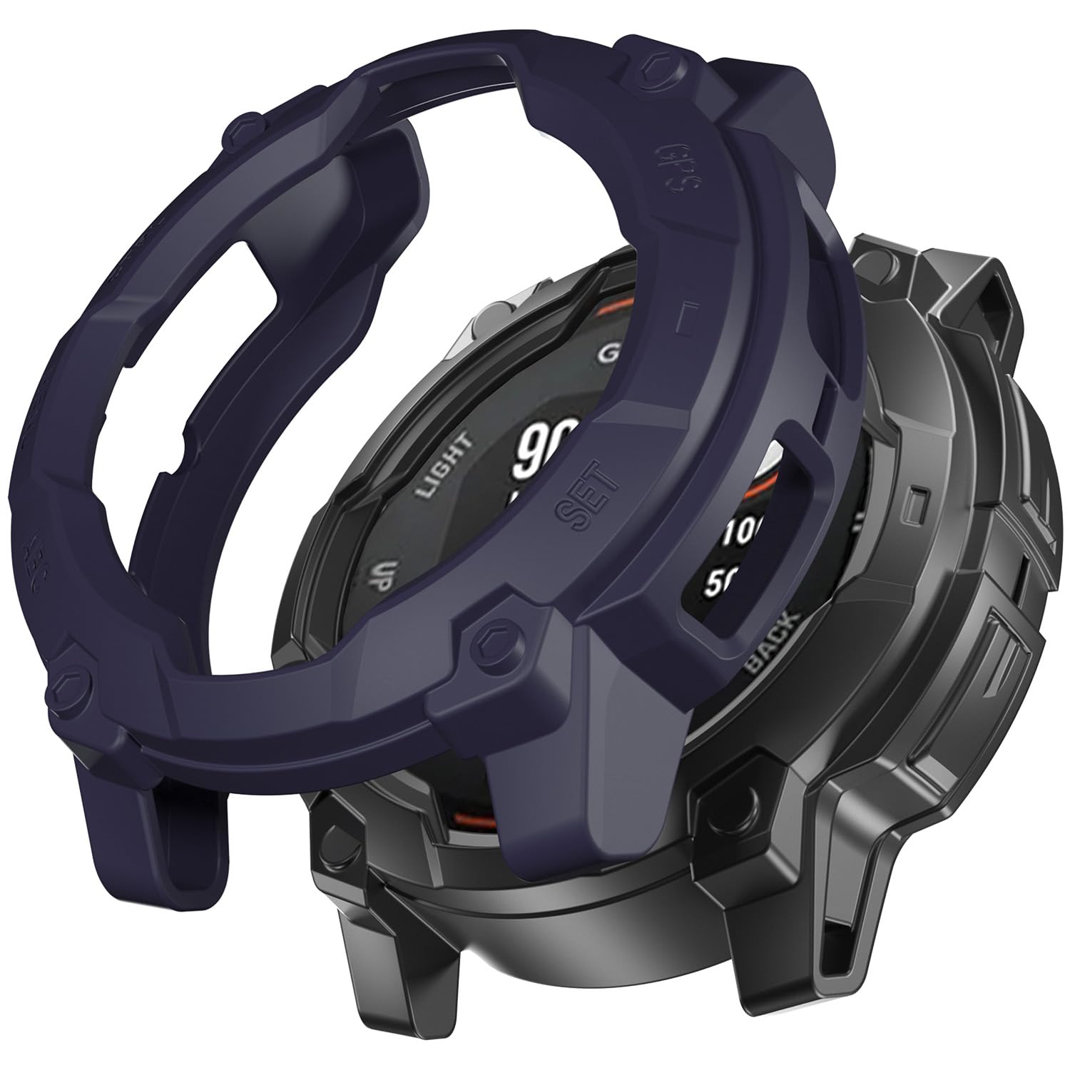 Miimall Rugged Case Compatible for Garmin Instinct 3 Solar 50mm Cover, Anti-Scratch, Anti-Fall, Ultra Thin Protective Case Bumper TPU Frame for