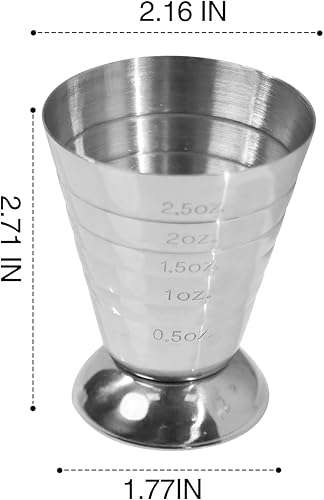 Miniatura 2 de Taza medidora de acero inoxidable, 2.5 oz, 2.5 fl oz, jiggers de cóctel, paquete de 1