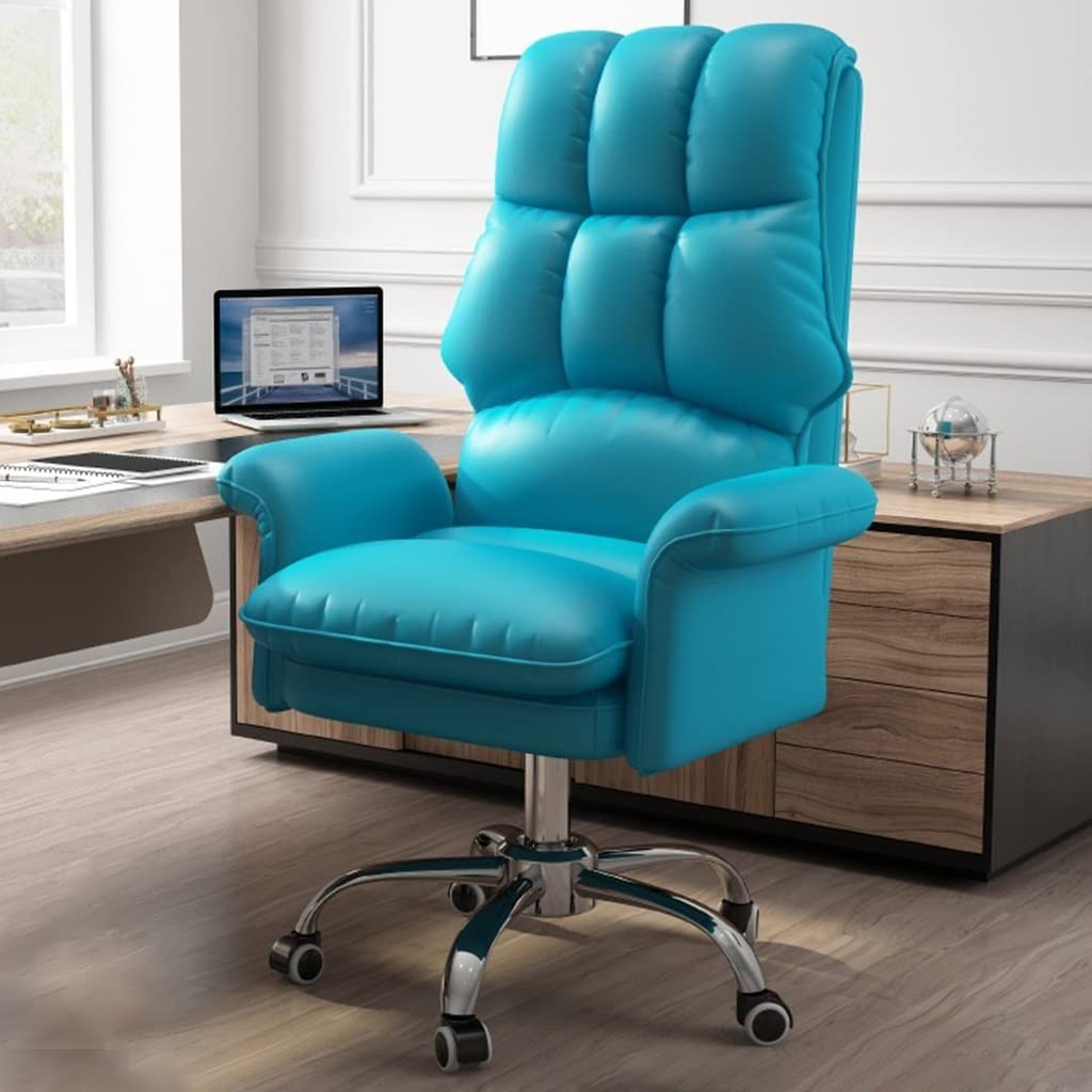 Chaise de bureau ergonomique haut de gamme bleu avec accoudoirs pour adulte