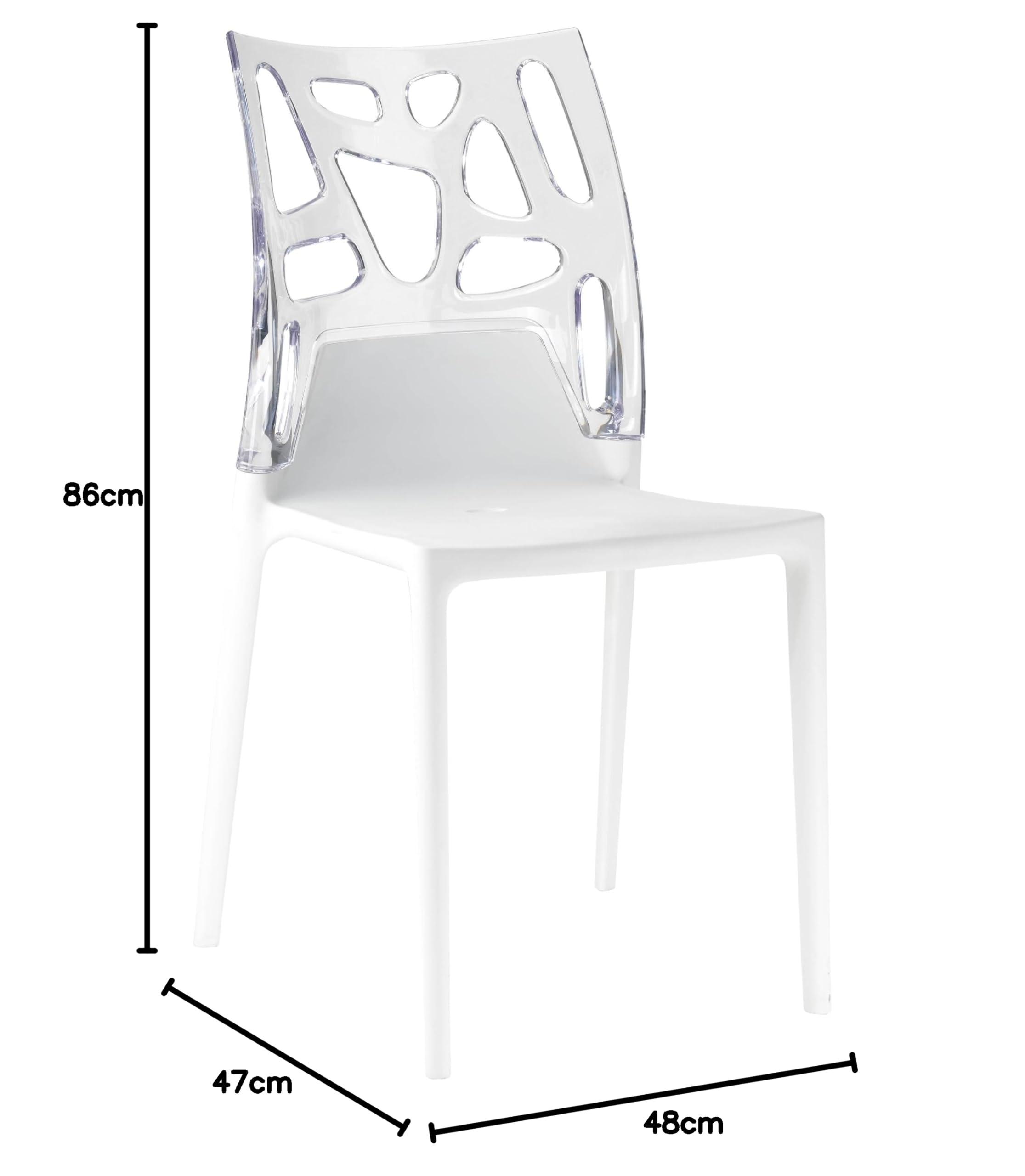 PAPATYA EGO-Rock Chaise Design en Plastique - Capacité de Charge 200 kg, Stable pour Hôtel, Restaurant, Légère pour Balcon - Blanc Transparent