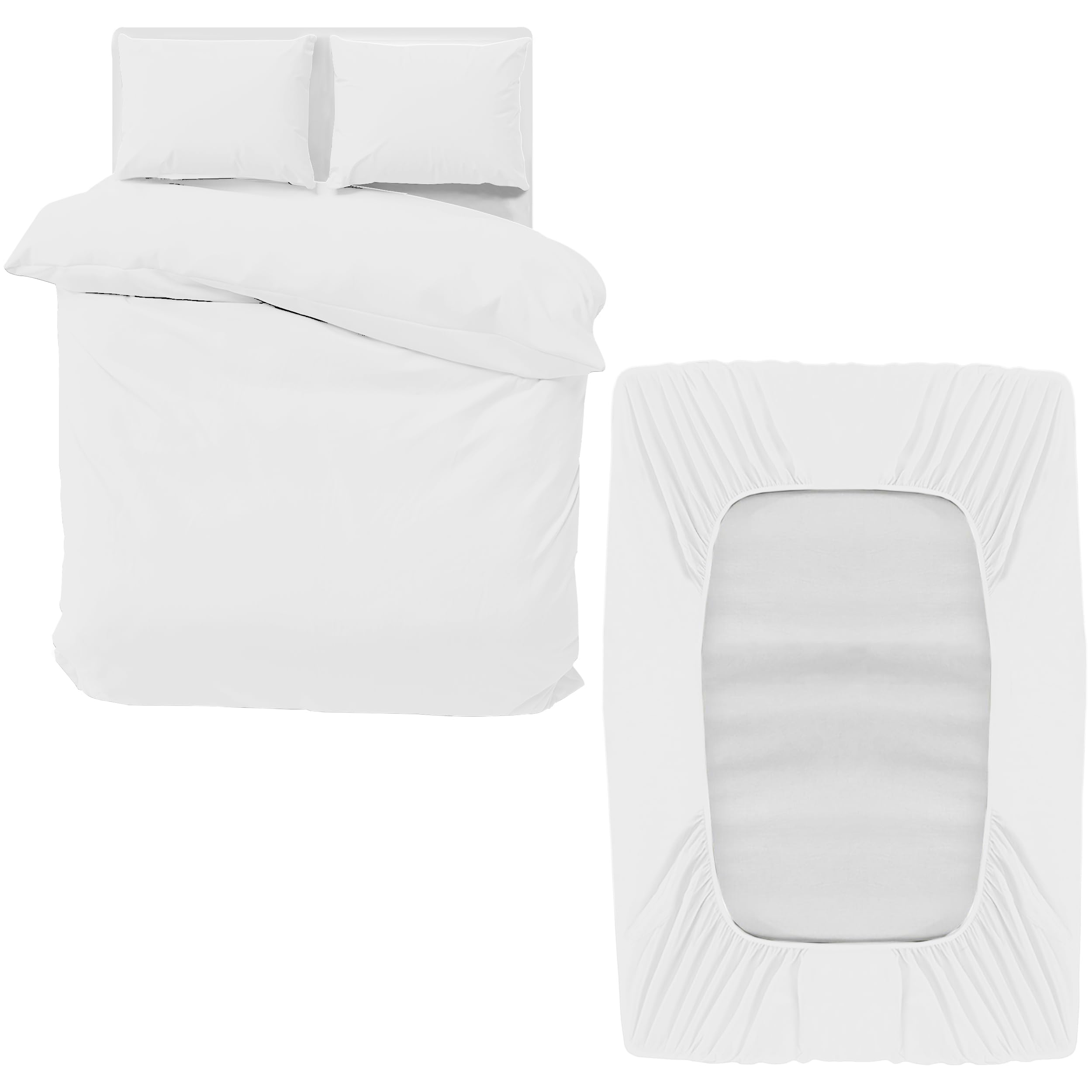 Moonlight20015 White King Bedding Set 4 Piece Duvet Cover Fitted Sheet With Pillow Cases Soft Brushed Microfiber Duvet Cover Sets