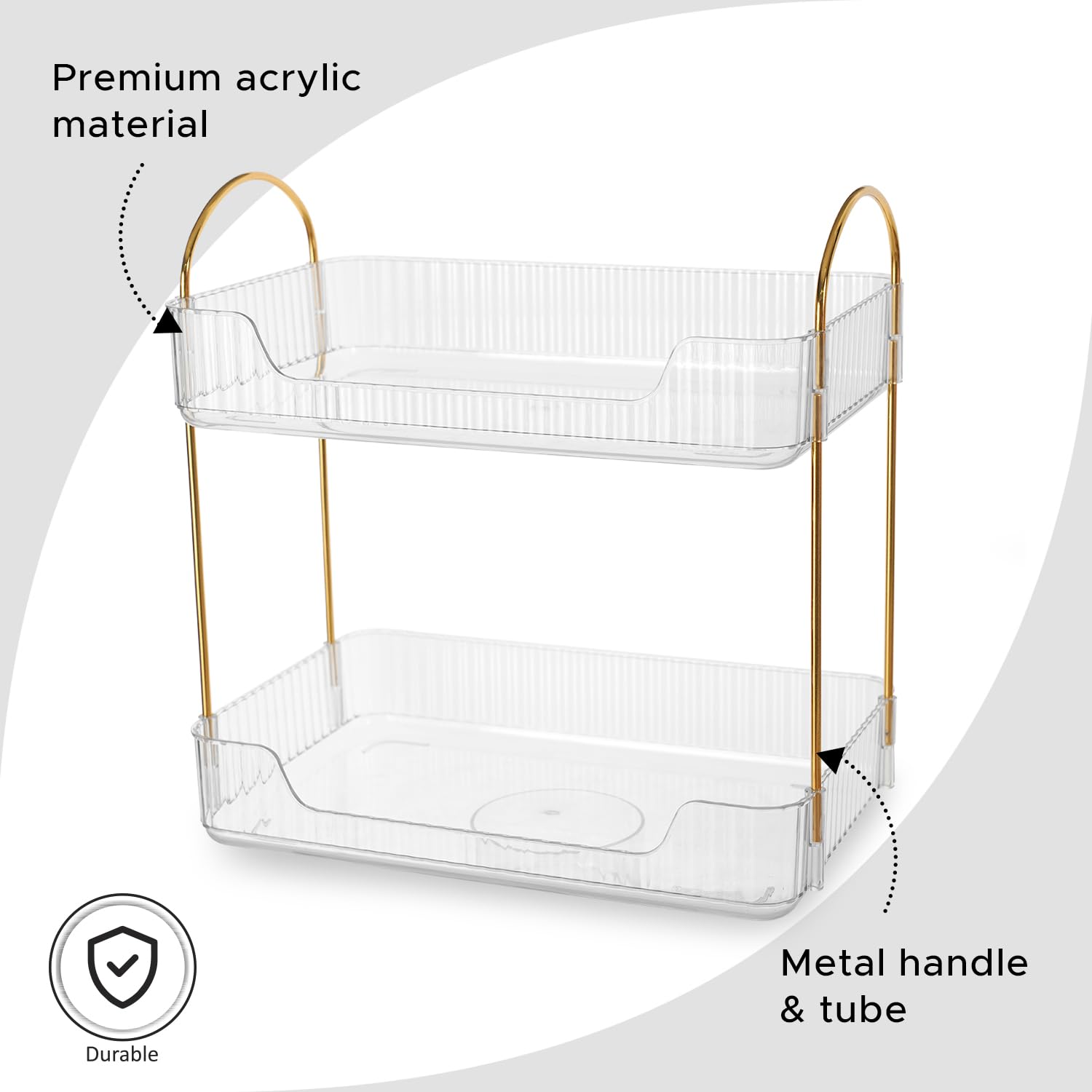 Nayasa Plastic Makeup Organizer Small | Two Tier Vanity Organizer | Make-up, Cosmetic, Jewellery, Skincare Storage Box | Multipurpose Storage Rack| Bathroom, Bedroom, Dressing Table | Transparent 4