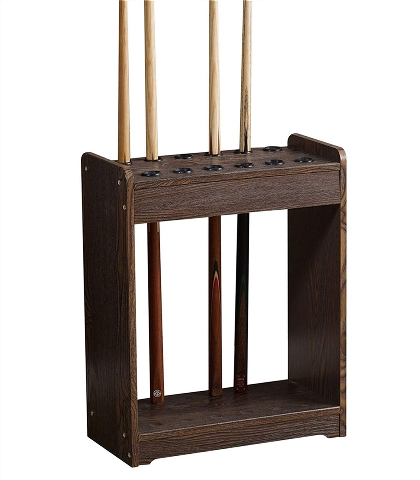 Porte-queues de billard en bois sur pied avec rainures de rangement