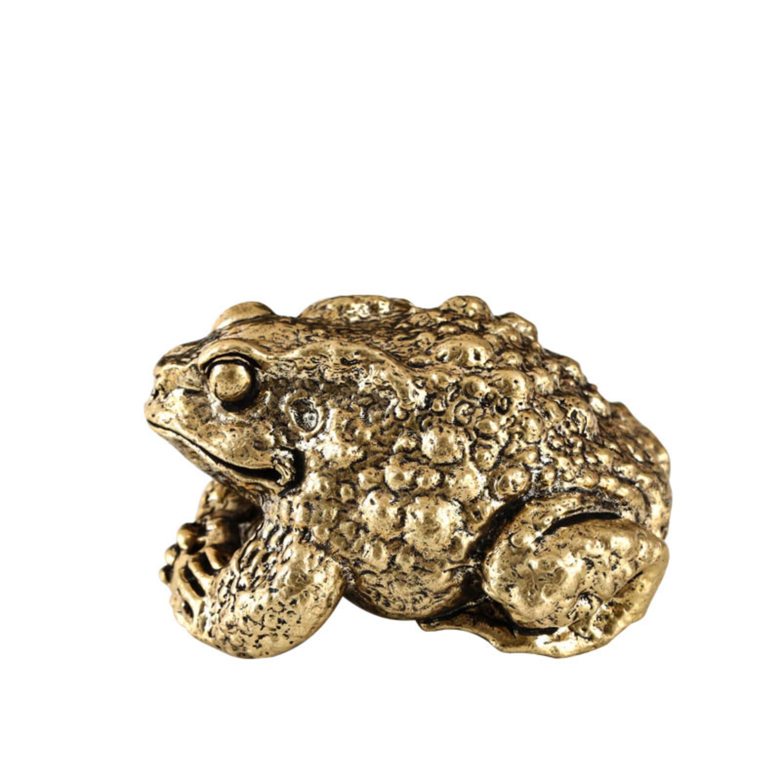 NGDFGR Brass Toad Fengshui Figurines,Bronze Animal Money Frog Model Statue Sculpture Crafts Collection Desktop Ornament Home Sand Table Decor Accessories Study Paperweight