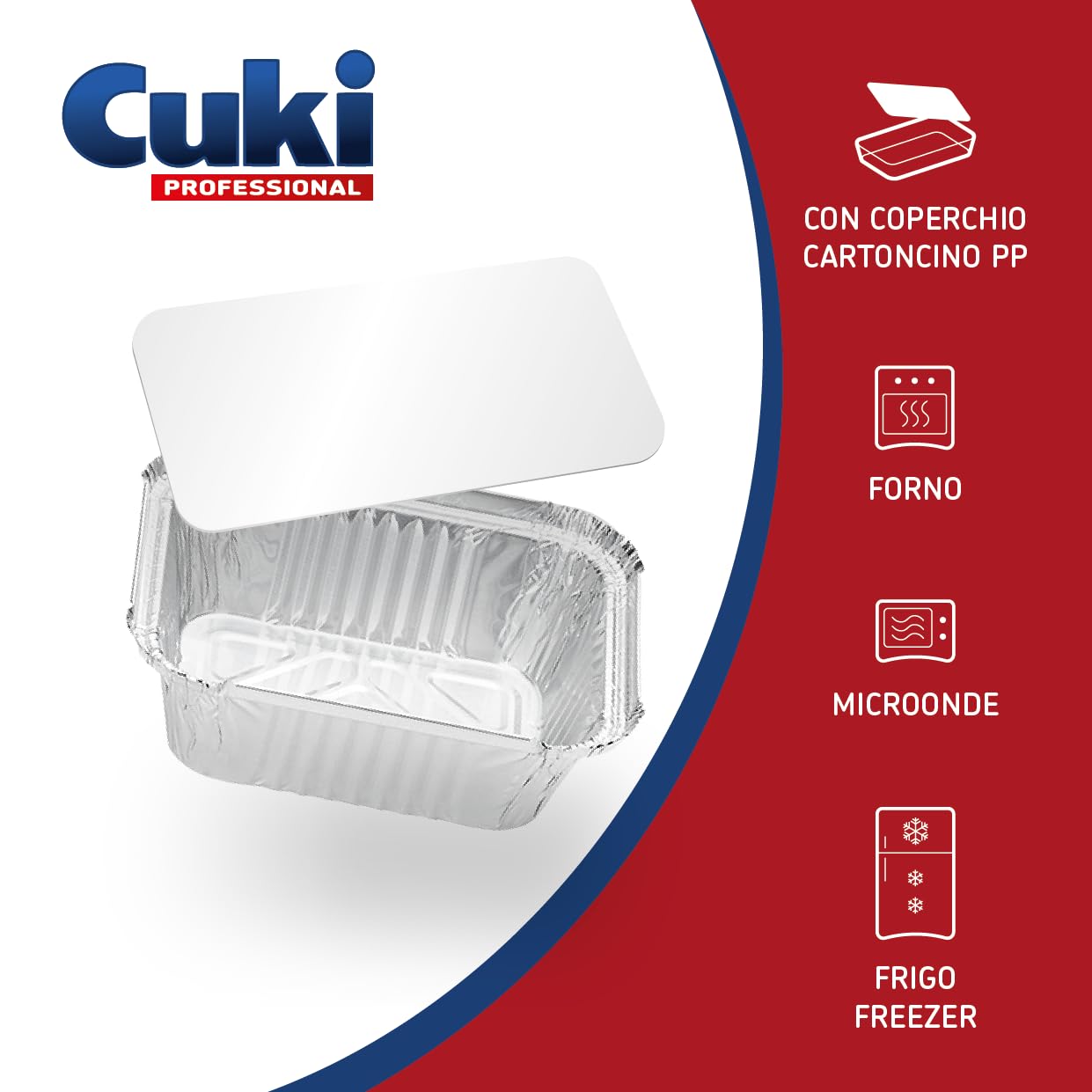 vaschette in alluminio rettangolari con coperchi, 1 porzione, cm14,5x12xh4, 1 confezione da 50 pezzi, monouso per forno, microonde, frigo, cottura, conservazione