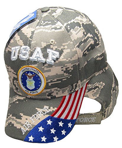 USAF United States Air Force USA Flag On Bill Digital ACU Camo Embroidered Cap