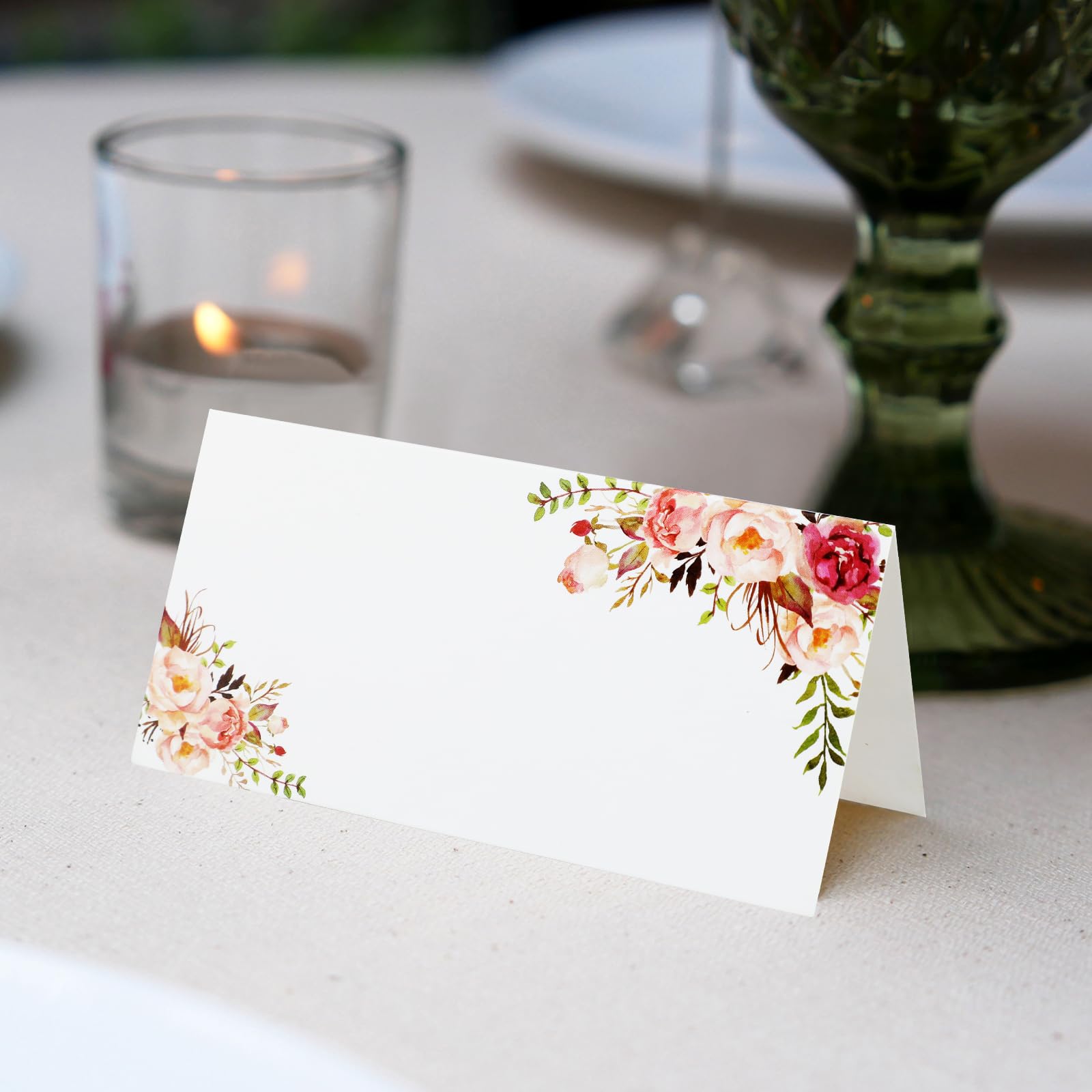 100 segnaposto con fiori selvatici, 5 x 9,9 cm, segnaposto da tavolo, per matrimoni, feste di compleanno, baby shower