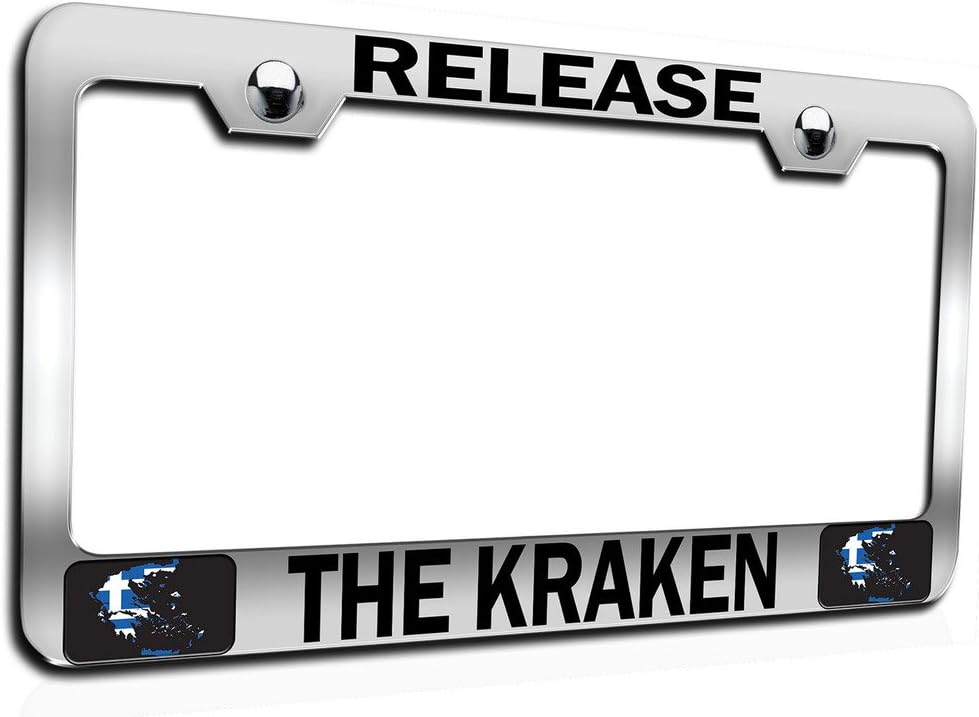 Makoroni - Release The Kraken Ch Steel Auto SUV License Plate Frame, License Tag Holder